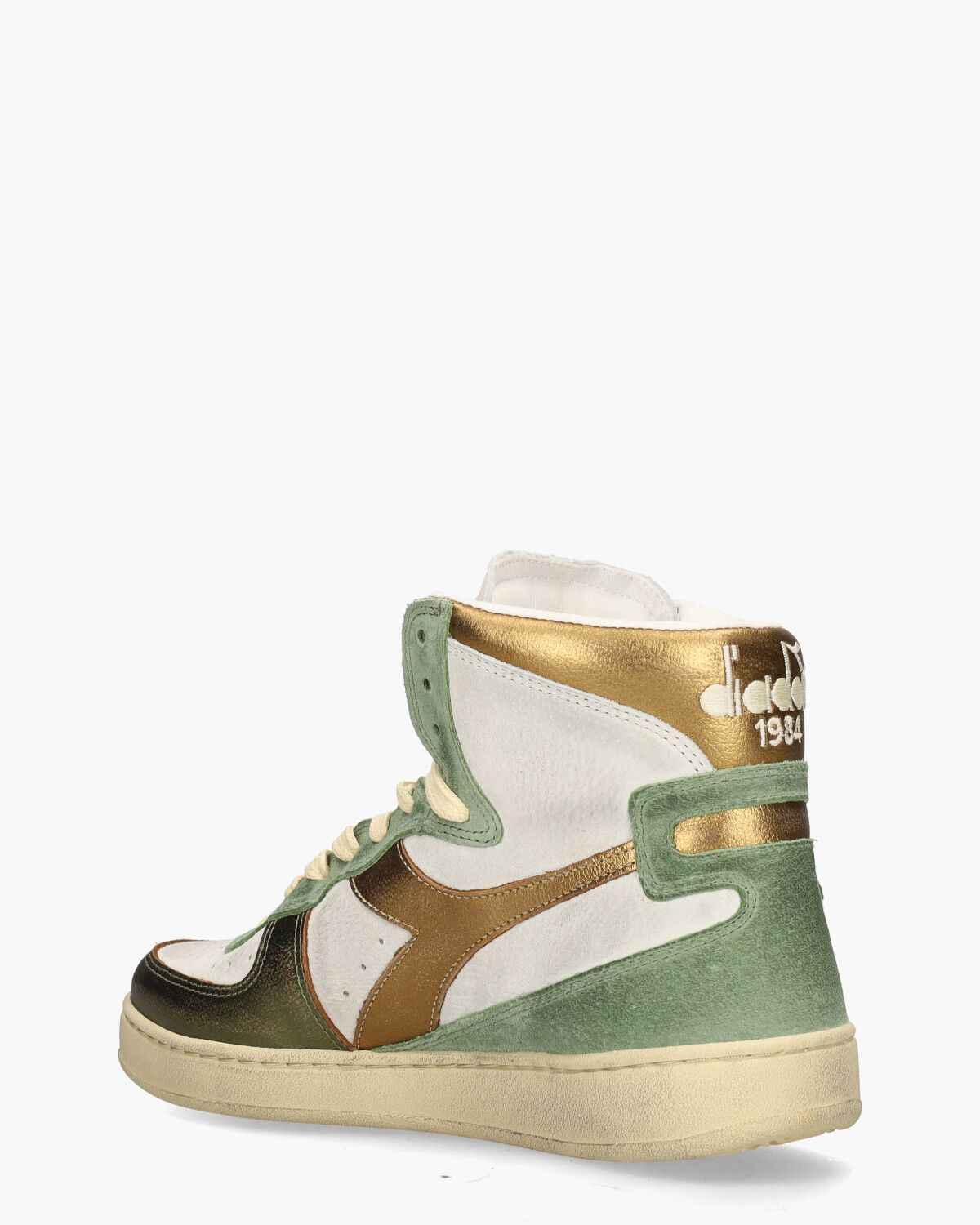 Mi Basket Metal Used Wit/Groen Damessneakers 