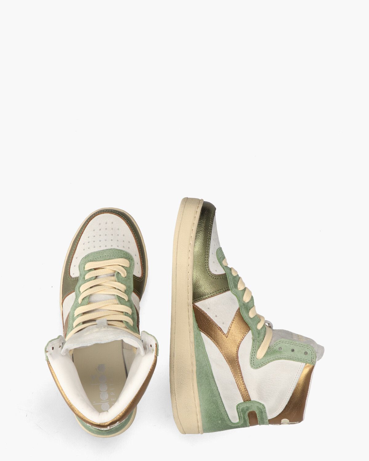 Mi Basket Metal Used Wit/Groen Damessneakers 