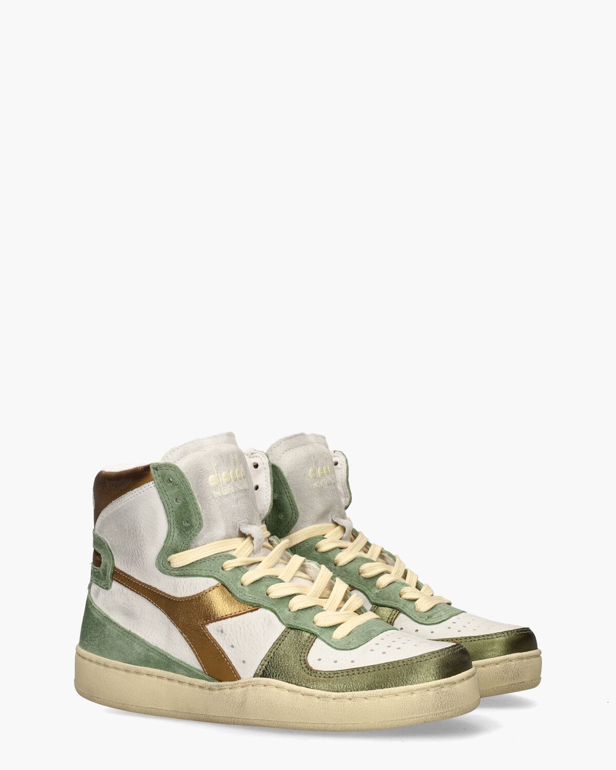Mi Basket Metal Used Wit/Groen Damessneakers 