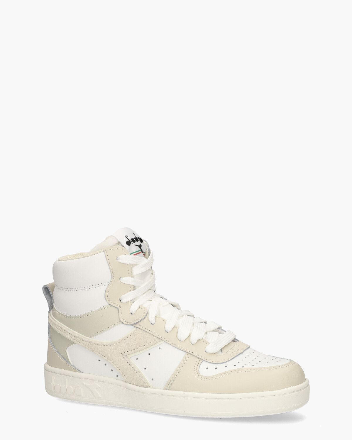 Magic Basket Mid Leather Wit/Beige Damessneakers