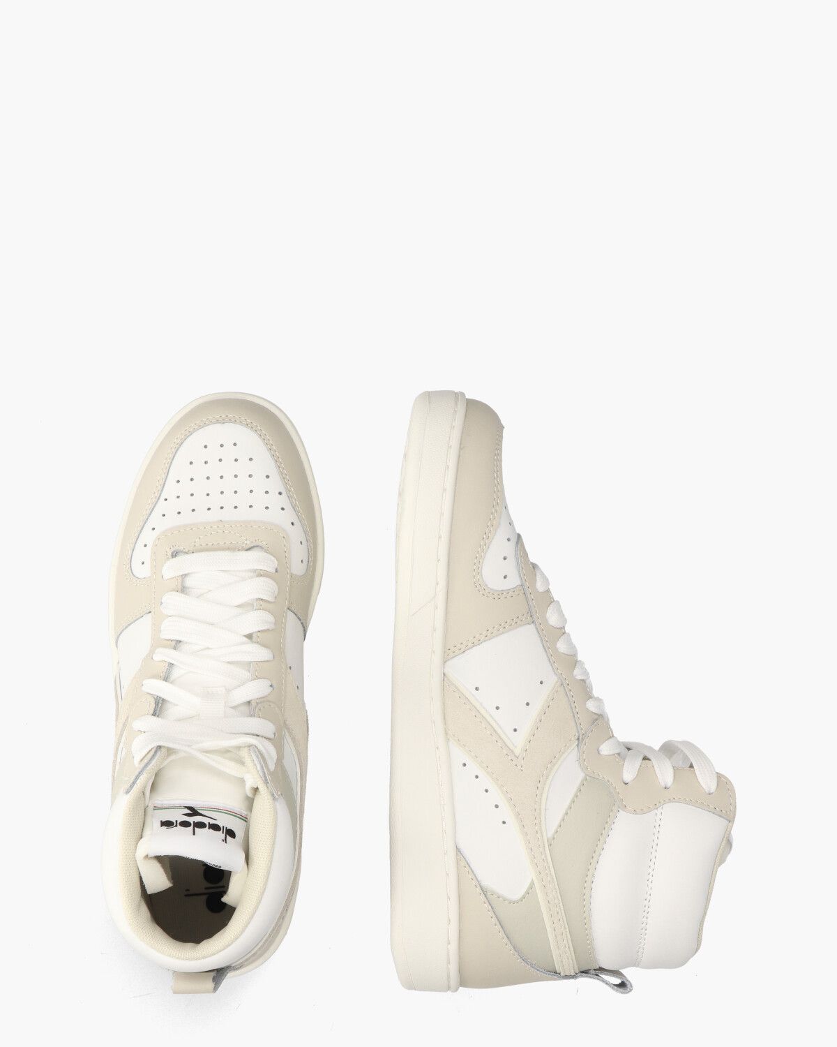 Magic Basket Mid Leather Wit/Beige Damessneakers