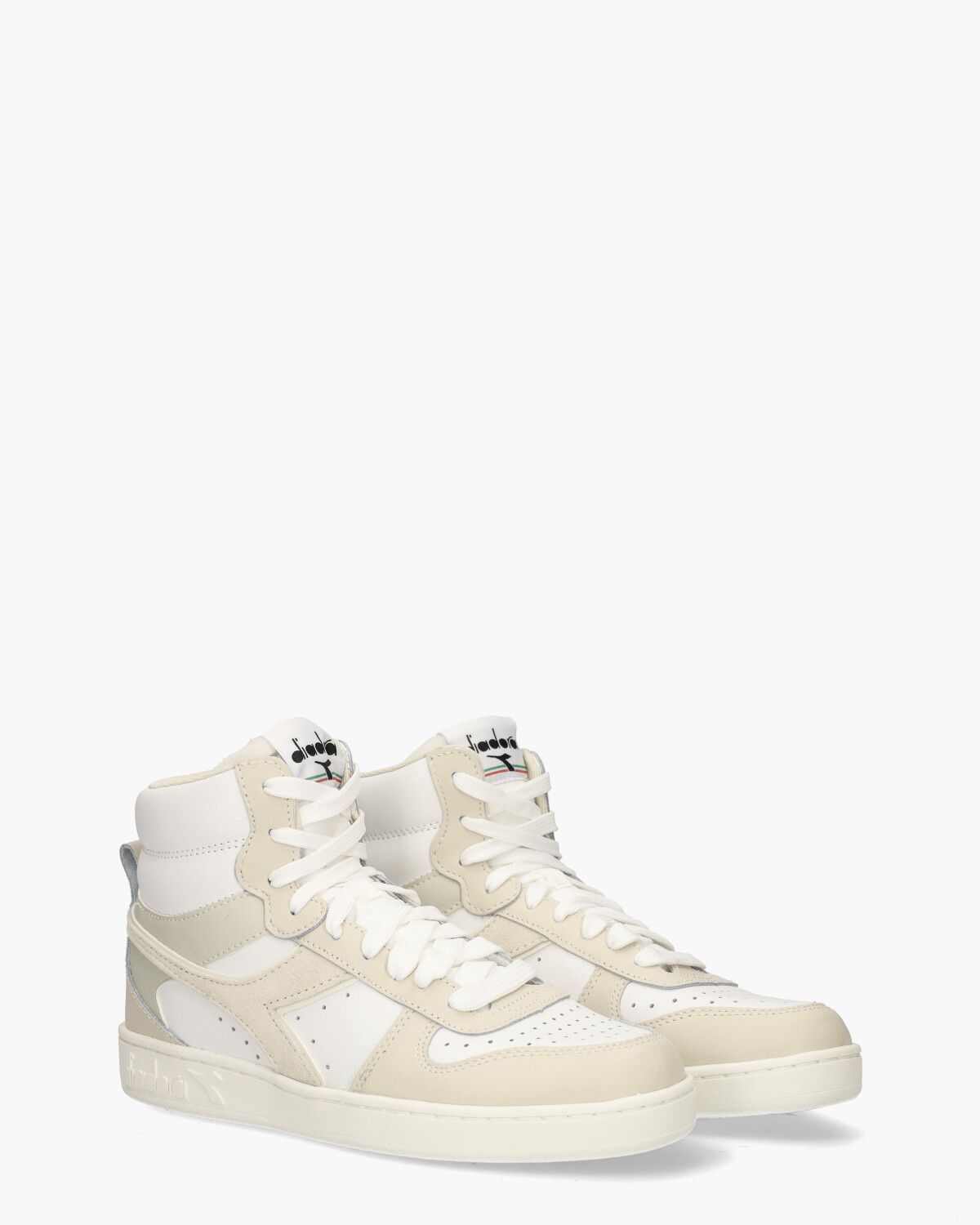 Magic Basket Mid Leather Wit/Beige Damessneakers