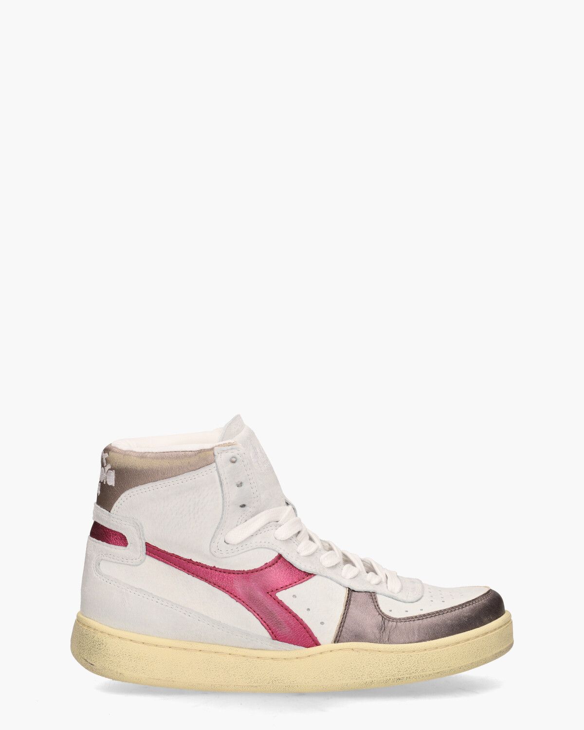 Mi Basket Metal Used Wit/Roze Damessneakers