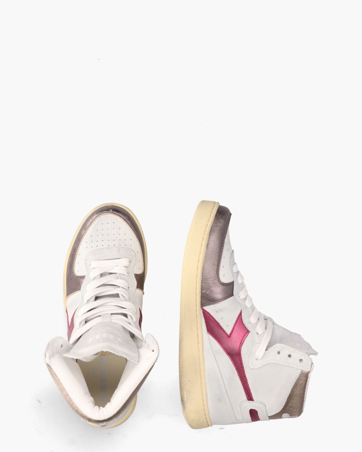 Diadora Heritage Mi Basket Metal Used Wit Roze Damessneakers Van