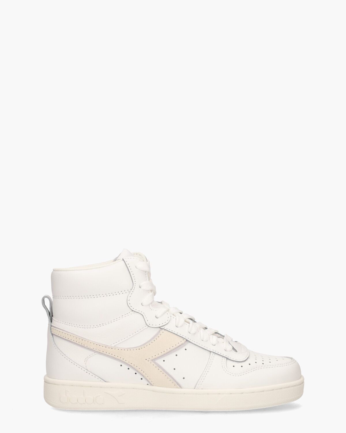 Magic Basket Mid Leather Wit/Lichtgeel Damessneakers
