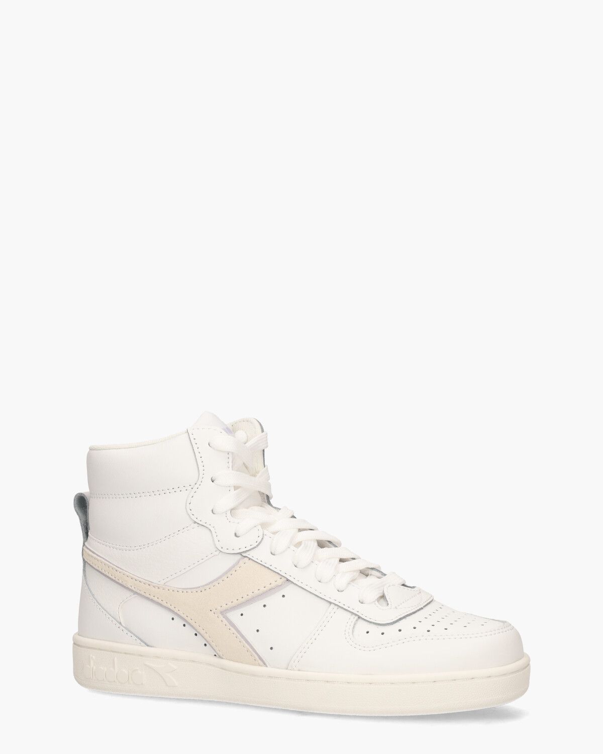 Magic Basket Mid Leather Wit/Lichtgeel Damessneakers