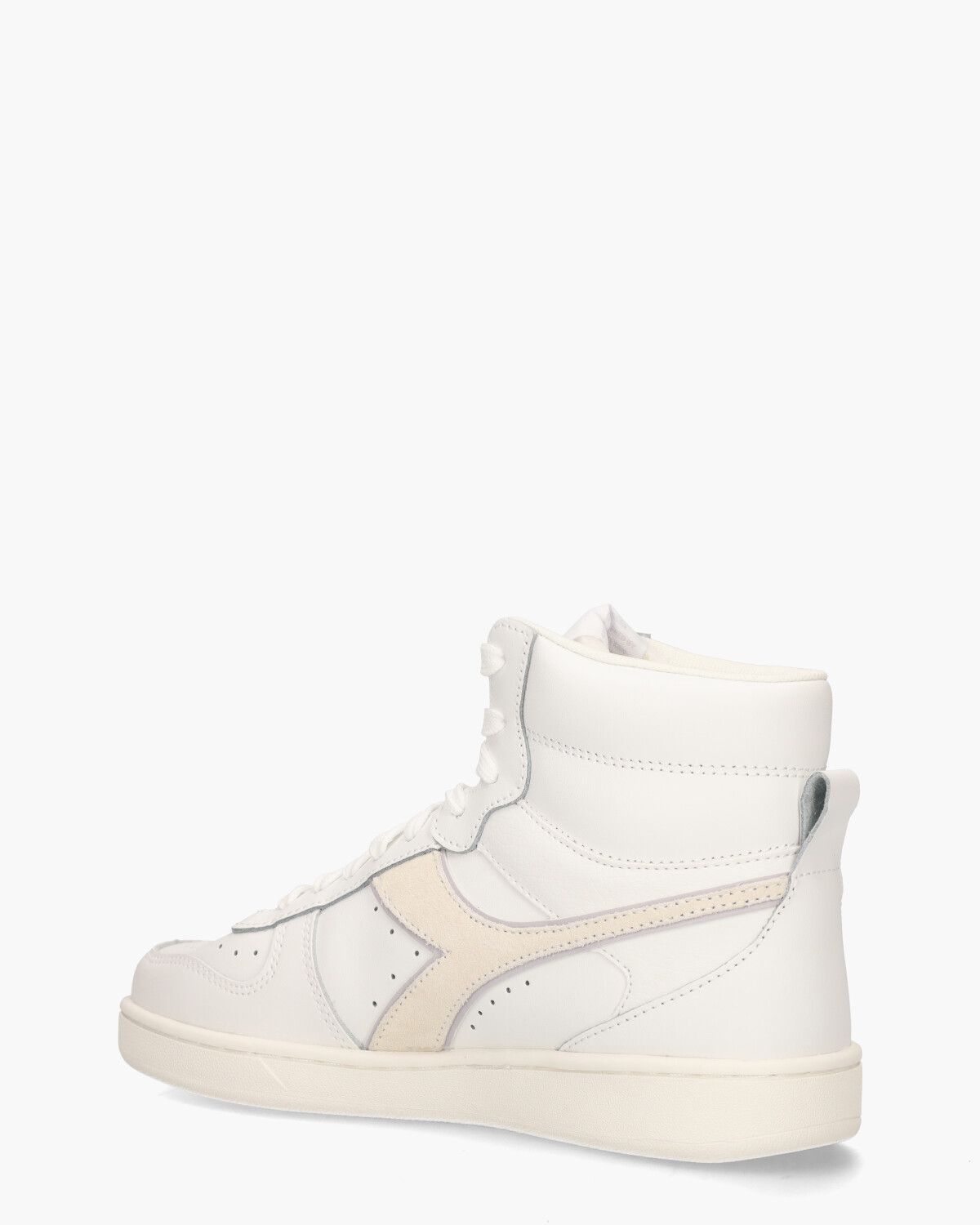 Magic Basket Mid Leather Wit/Lichtgeel Damessneakers