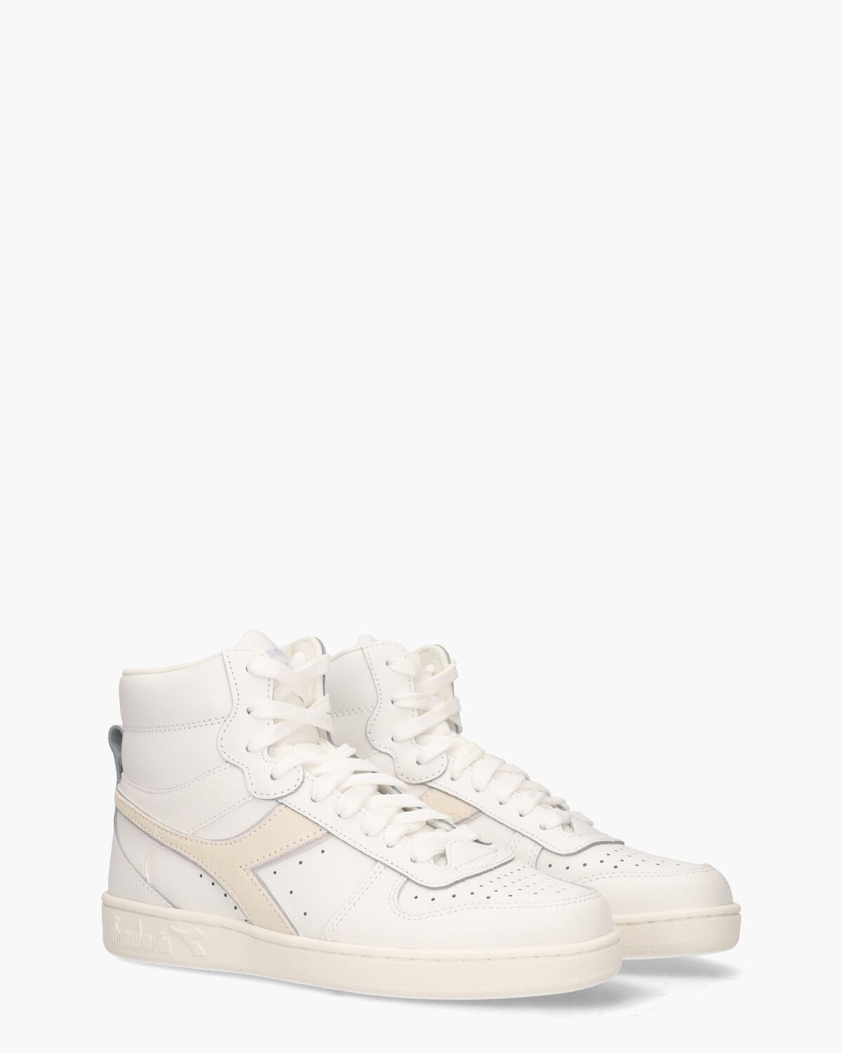 Magic Basket Mid Leather Wit/Lichtgeel Damessneakers