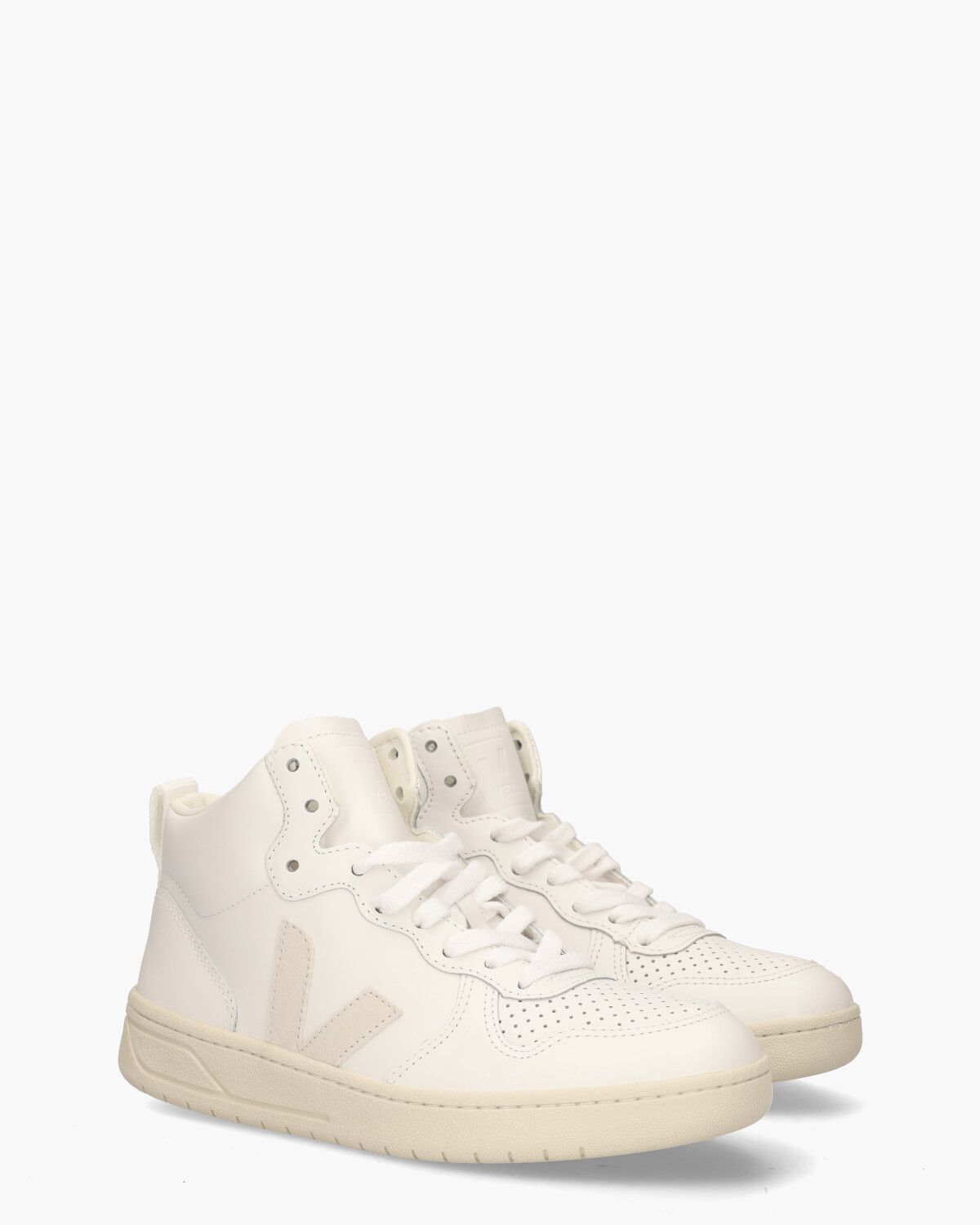 V-15 Leather Wit/Beige Damessneakers