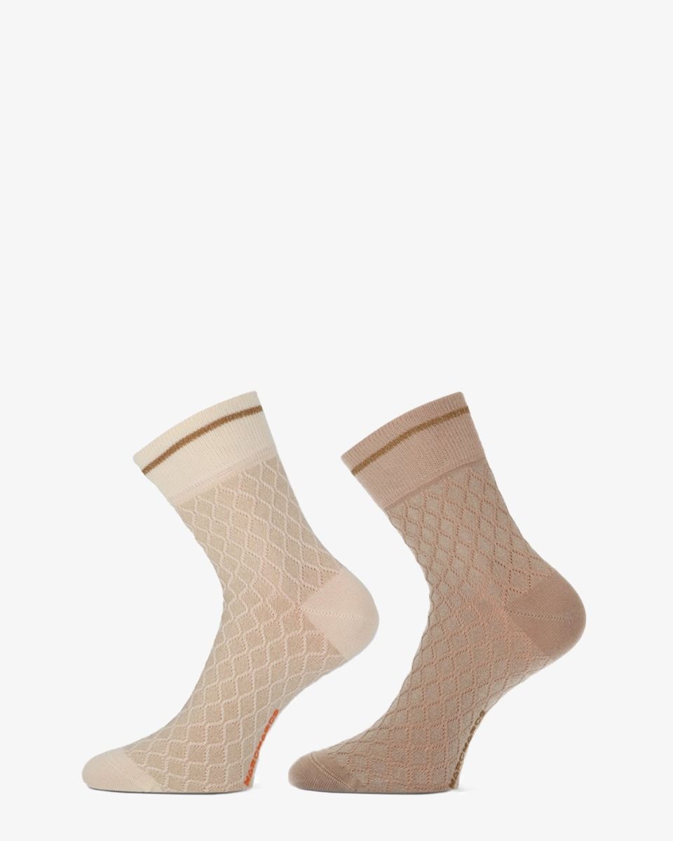 Akix 2-Pack Off-White/Bruin Damessokken 