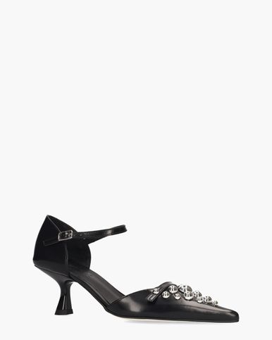 Groene pumps met ronde neus en hoge hak