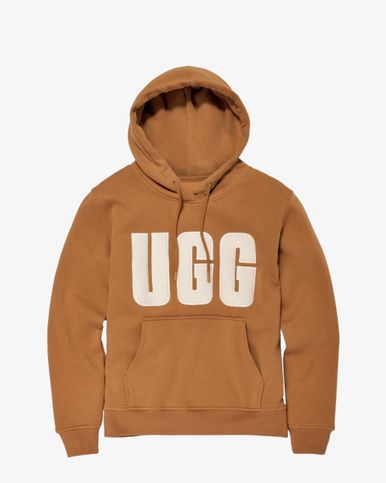 Rey UGGfluff Logo Hoodie in Brown, Size Large, Cotton
