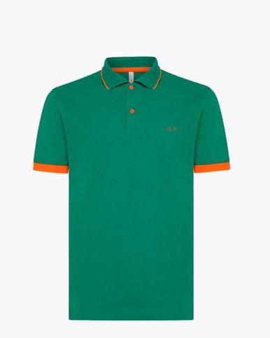 Sun68 - Poloshirt Small Stripe Groen - Modern-fit - Heren Poloshirt Maat XL