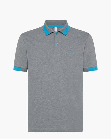 Sun68 - Poloshirt Big Stripes Grijs - Modern-fit - Heren Poloshirt Maat L