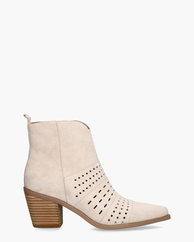 Manfield Enkellaarsjes met hoge hak - beige