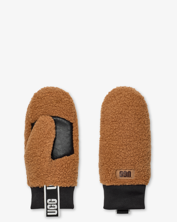 UGG Sherpa Mitten Logo Tape Chestnut Dameshandschoenen - Van