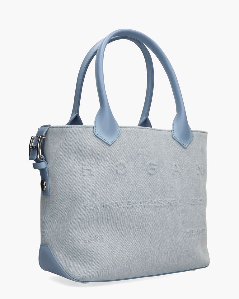 Script Shopping Bag Medium Jeansblauw Tas