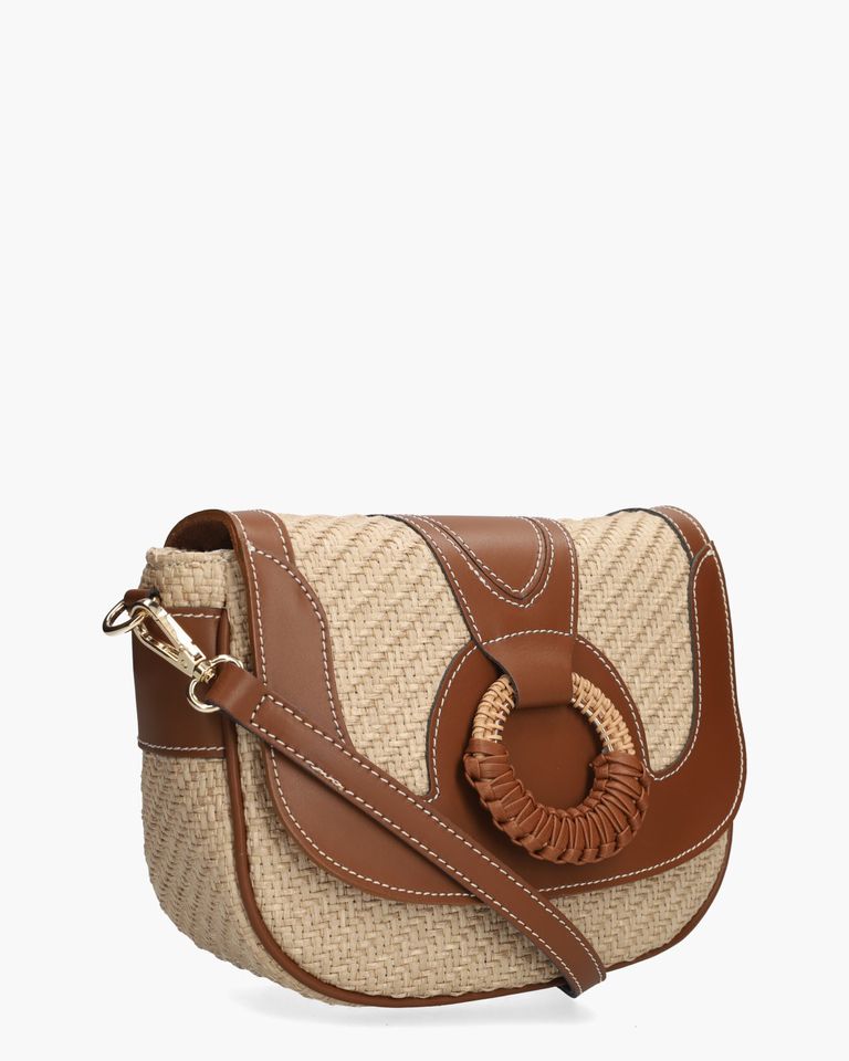 Olivia Rafia Ecru/Cognac Damestas
