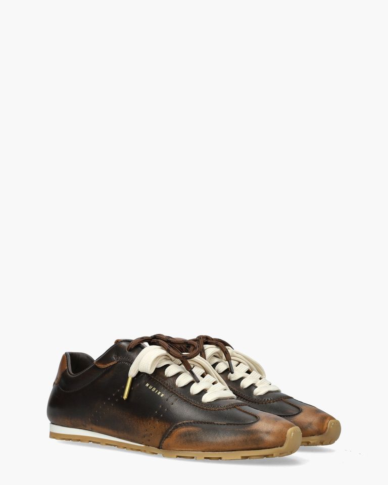 Billy Lou Donkerbruin/Cognac Damessneakers