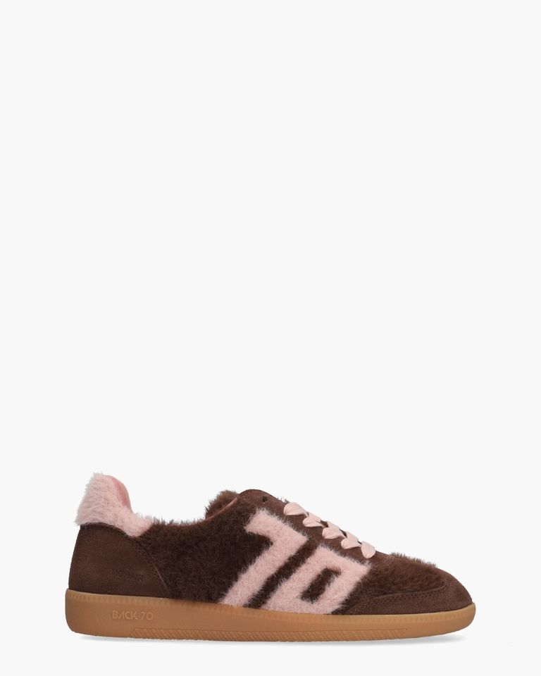 Cloud Mohair Donkerbruin/Roze Damessneakers