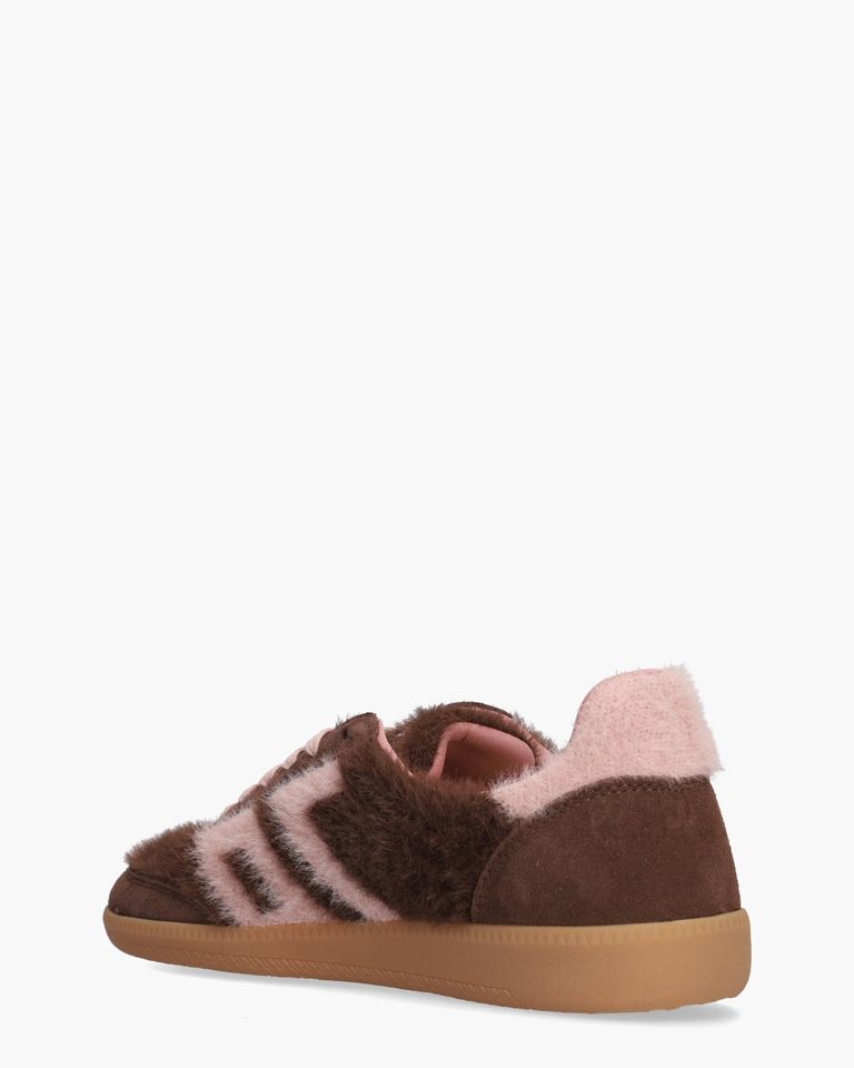Cloud Mohair Donkerbruin/Roze Damessneakers