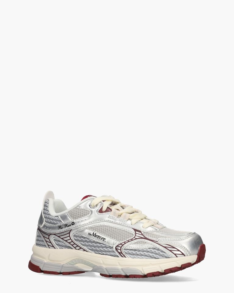 The Re-Run Twin Mesh Zilver/Bordeauxrood Damessneakers