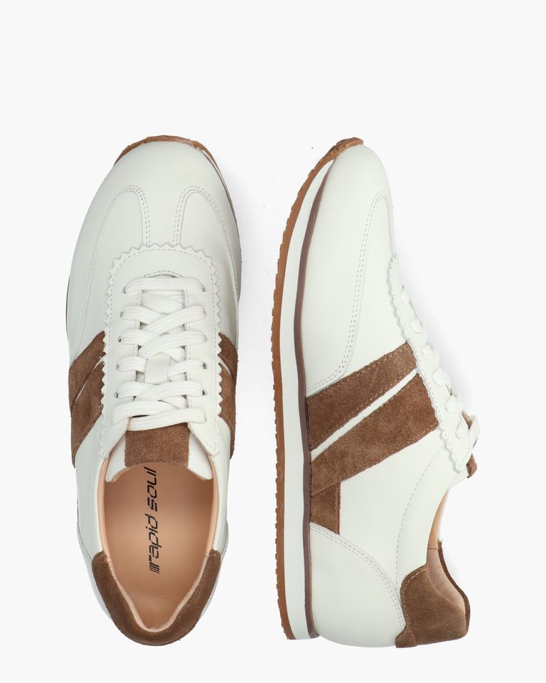 Zaralie Wit/Bruin Damessneakers