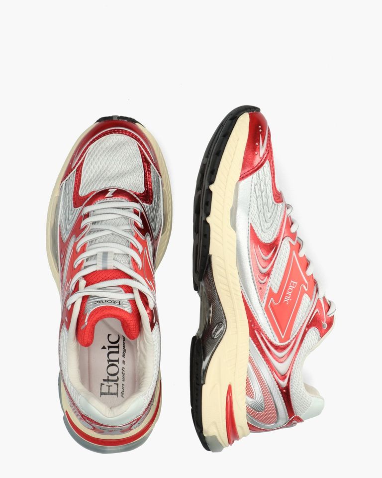 Evolution Metallic Wit/Rood Damessneakers