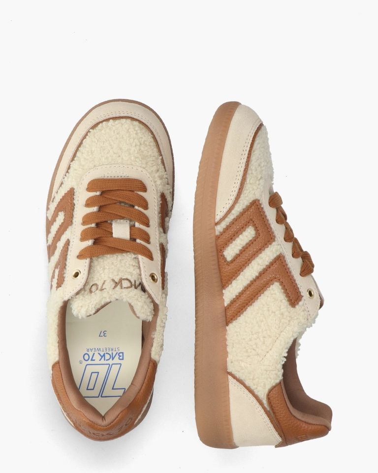 Teddy Off-White/Cognac Damessneakers