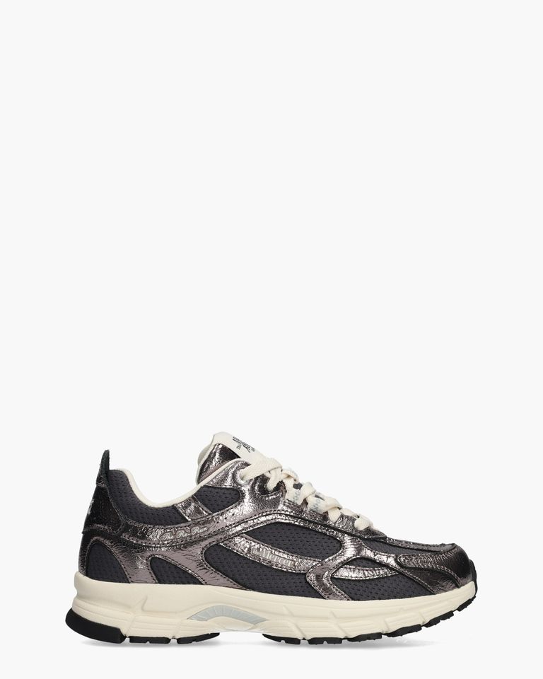 The Re-Run Cracked Donkergrijs Damessneakers