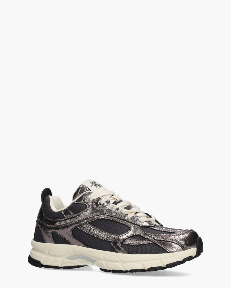 The Re-Run Cracked Donkergrijs Damessneakers
