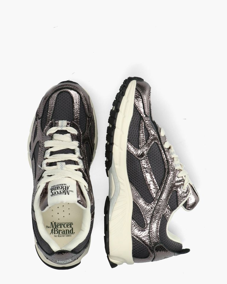 The Re-Run Cracked Donkergrijs Damessneakers