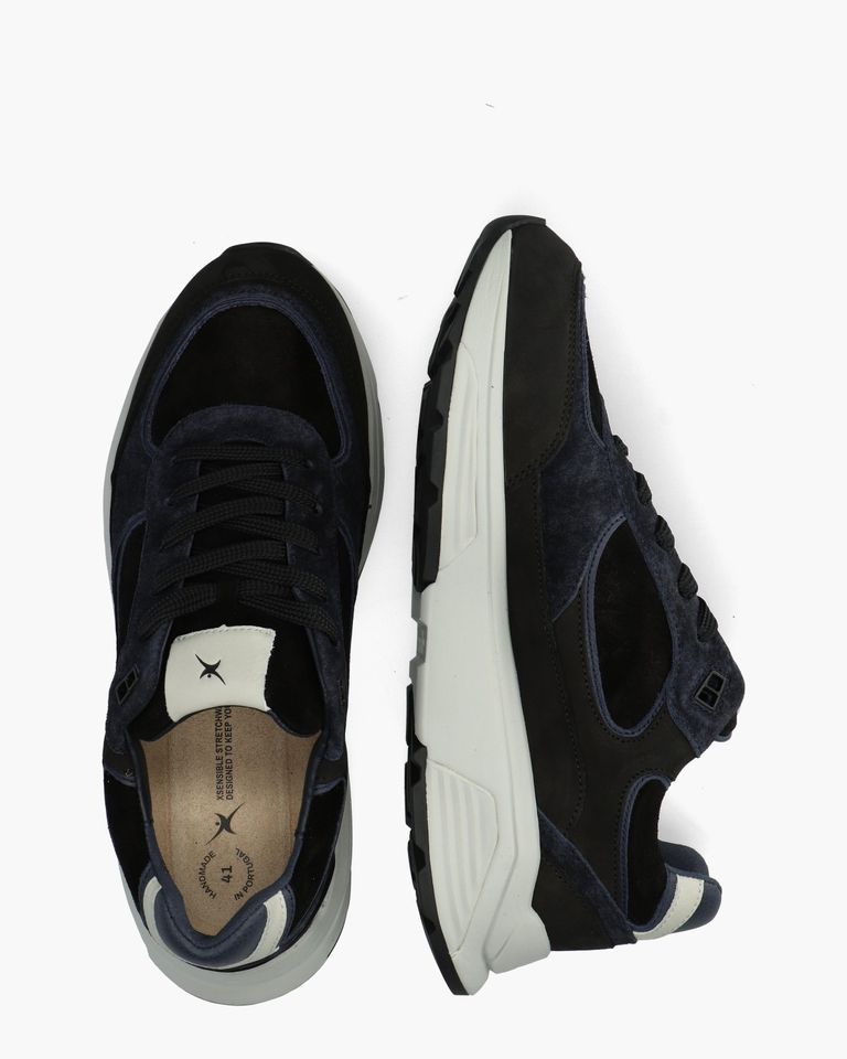 Manhattan Zwart/Donkerblauw Herensneakers