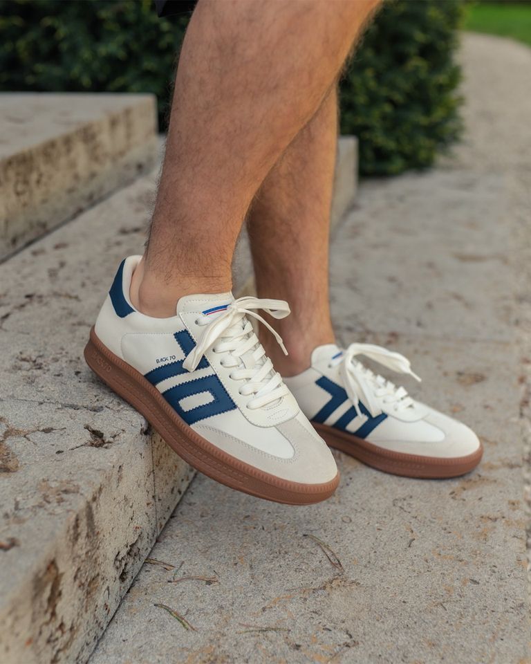 Double Wit/Donkerblauw Herensneakers