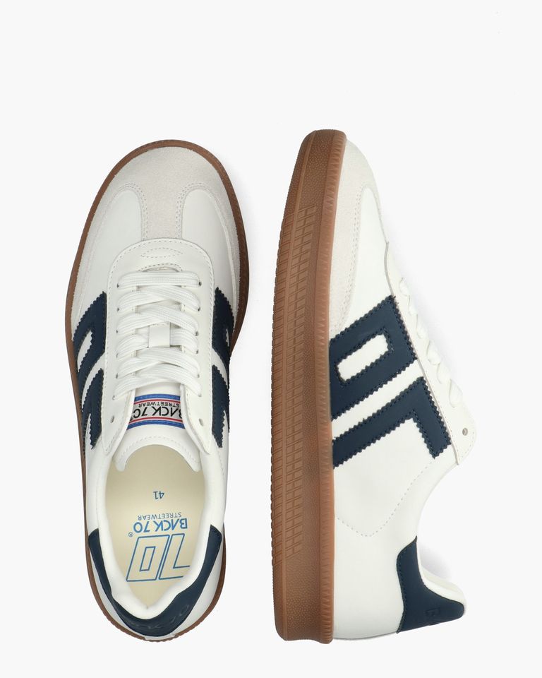 Double Wit/Donkerblauw Herensneakers