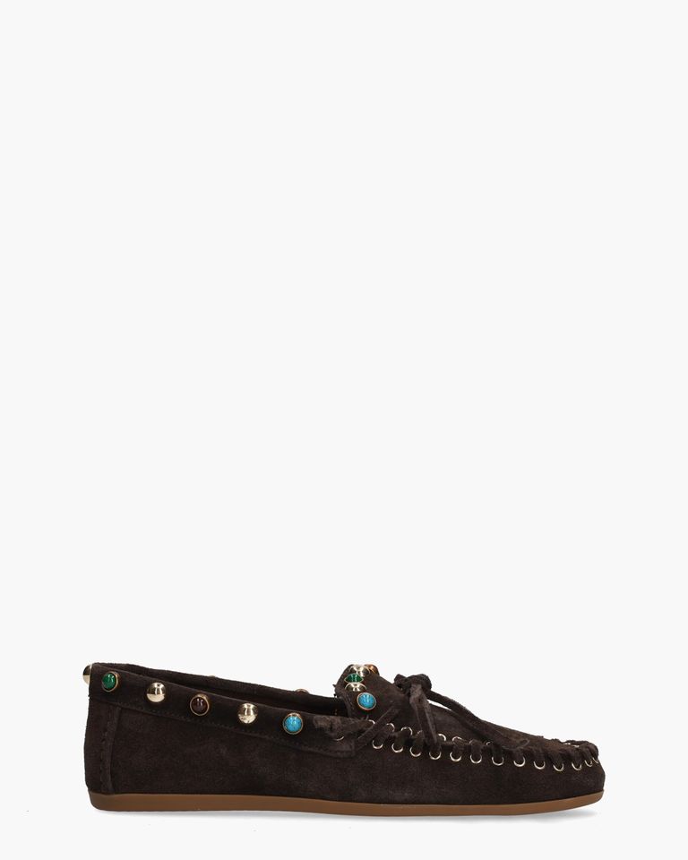 CNK055 Donkerbruin Dames Veterschoenen