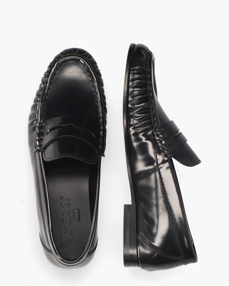 Penny Loafer Wrinkle Zwart Damesloafers