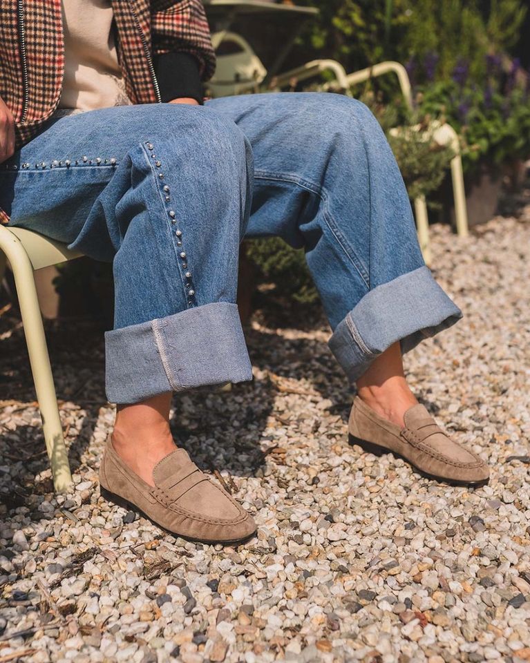 Penny Loafer Wrinkle Taupe Damesloafers