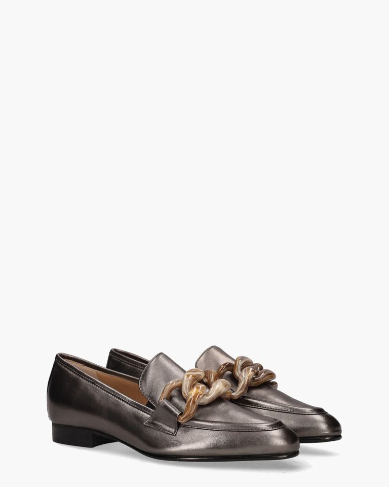 21I095A Zilvergrijs Damesloafers