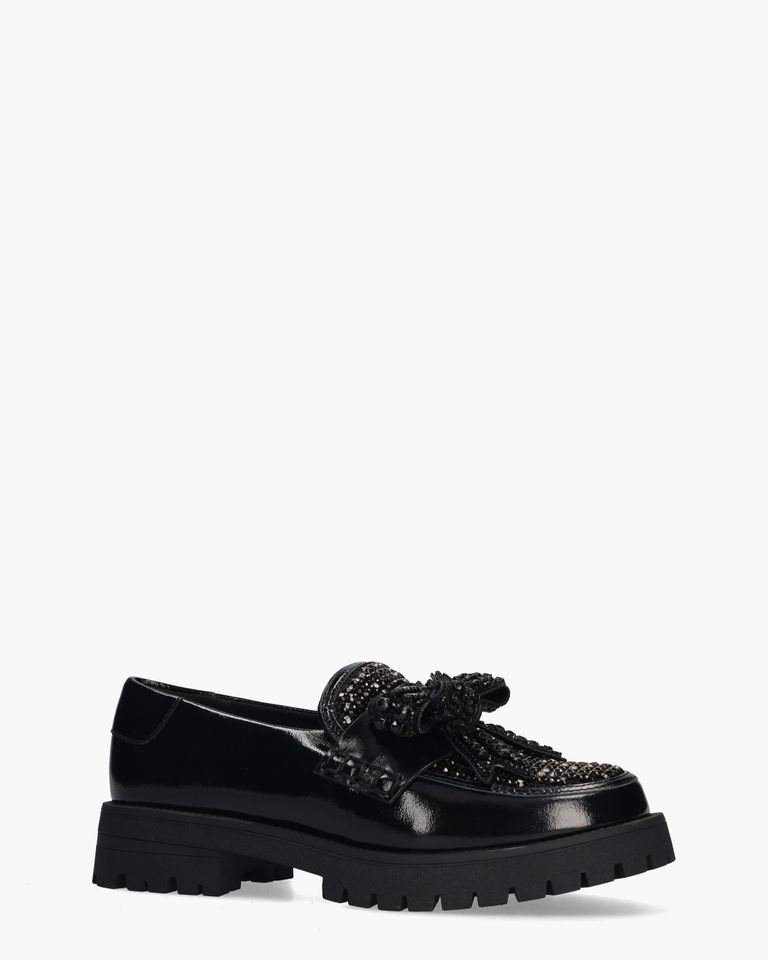Bow Crystal Loafer Zwart Damesloafers