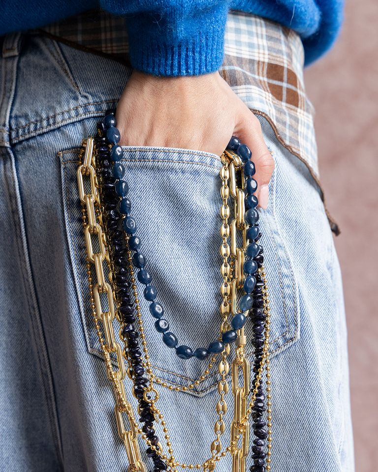 Bobby Blue Necklace Blauw Ketting