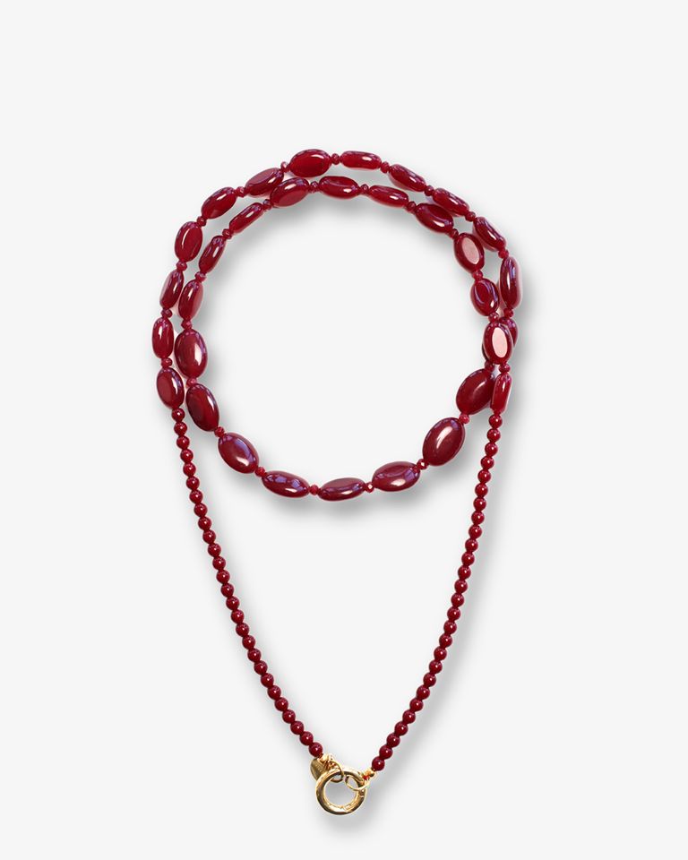 Funky Burgundy Long Necklace Bordeaux Ketting