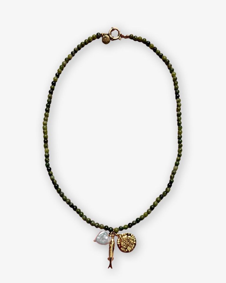 Pendant Trio Necklace Donkergroen Ketting