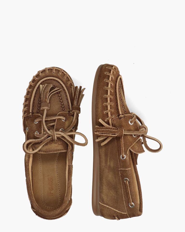 Boat Loafer Fringe Brushed Bruin Dames Veterschoenen