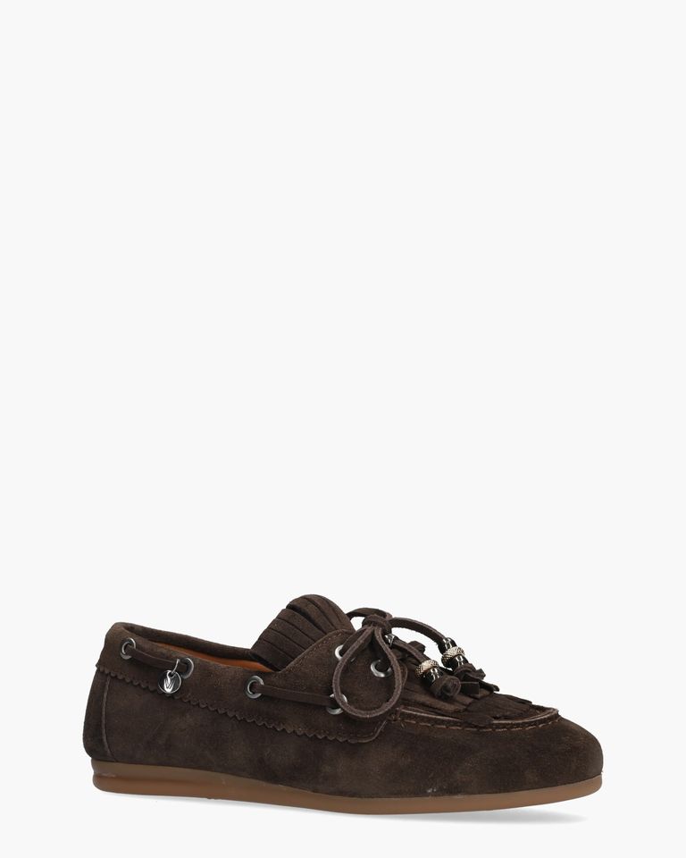 June Loua Donkerbruin Dames Veterschoenen