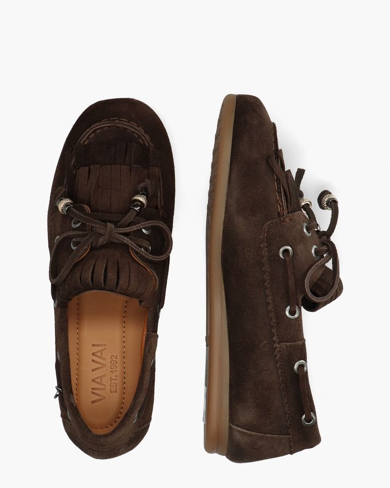 June Loua Donkerbruin Dames Veterschoenen