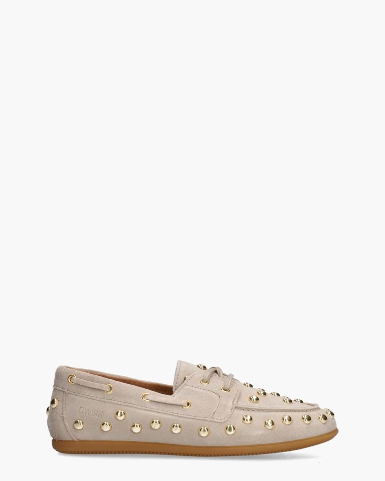 Latty Big Studs Beige Dames Veterschoenen