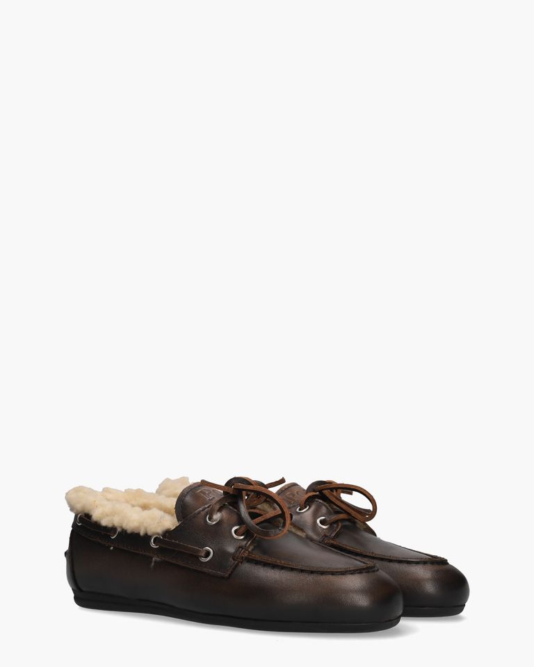 Boat Loafer Brushed Fur Coffee