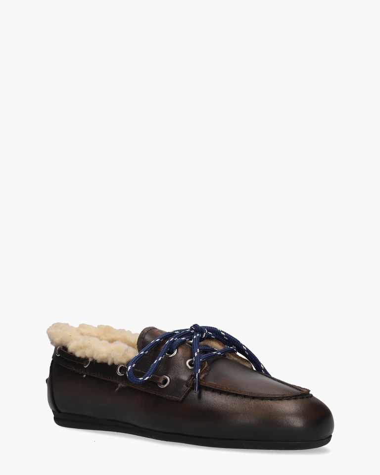 Boat Loafer Brushed Fur Coffee