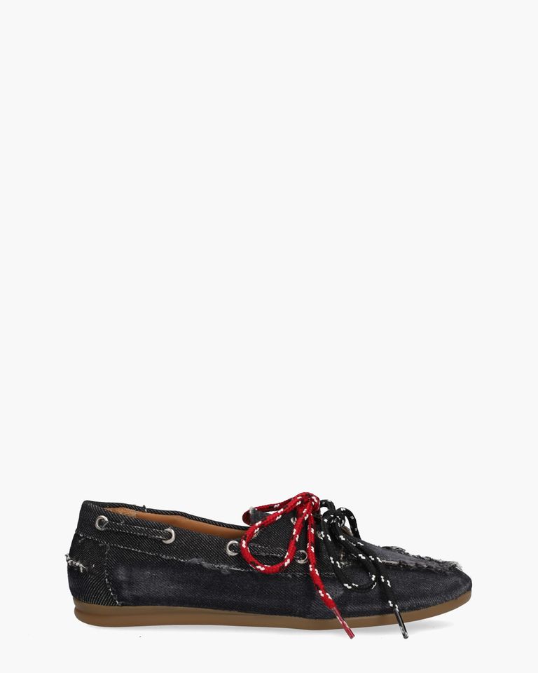 Nahua Tejano Zwart Denim Dames Veterschoenen